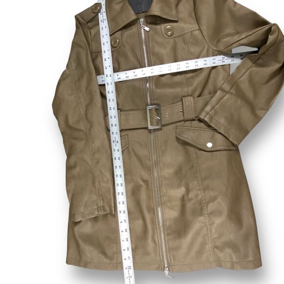 Ci Sono by Cavalini Jacket Womens Sz M Brown Faux Leather Belted Collar Jacket - Picture 8 of 9